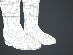 black leather boots 2 3D Model