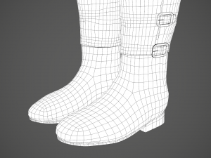 black leather boots 2 Modelo 3D