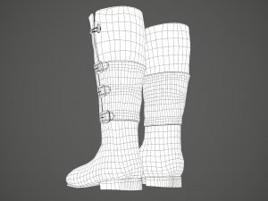 black leather boots 2 Modelo 3D