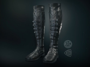 black leather boots 3 3D Model