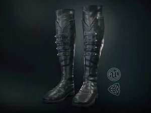 stivali di pelle nera 3 Modello 3D