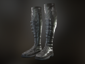 black leather boots 3 3D 模型