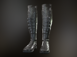 black leather boots 3 3D 模型