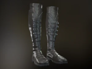 black leather boots 3 3D Model