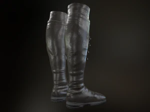 black leather boots 3 3D Model