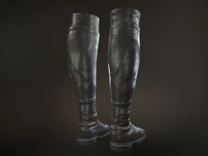 black leather boots 3 3D Model