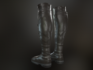 black leather boots 3 3D 模型