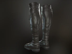 black leather boots 3 3D Model