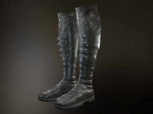 black leather boots 3 3D 模型