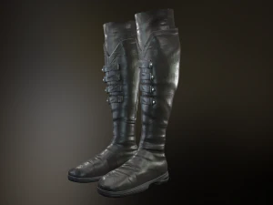 black leather boots 3 3D Model