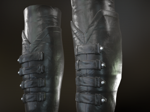 black leather boots 3 3D 模型