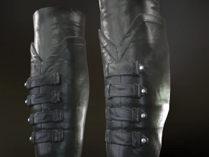 black leather boots 3 3D Model