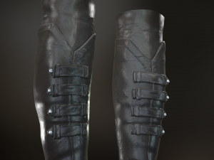 black leather boots 3 3D 模型