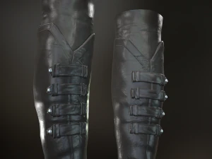black leather boots 3 3D Model