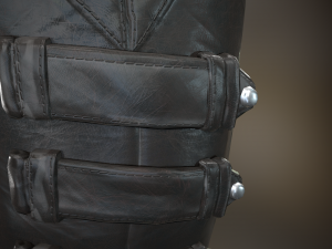 black leather boots 3 3D 模型