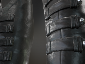 black leather boots 3 3D 模型