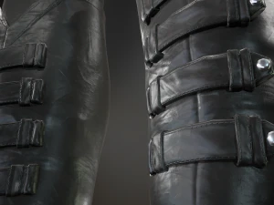 black leather boots 3 3D Model