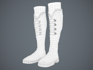 black leather boots 3 3D 模型