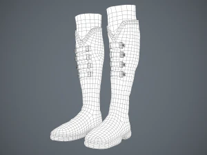 black leather boots 3 3D Model