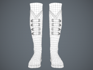 black leather boots 3 3D 模型