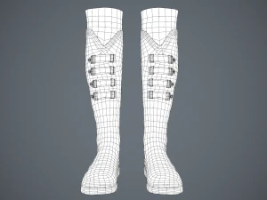 black leather boots 3 3D Model
