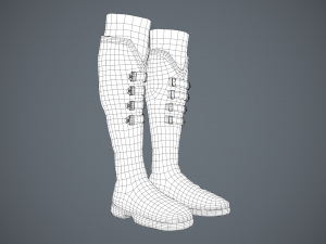 black leather boots 3 3D 模型