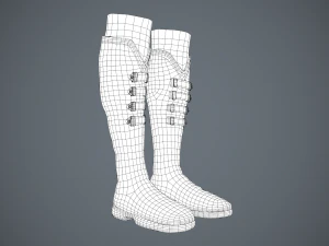 black leather boots 3 3D Model