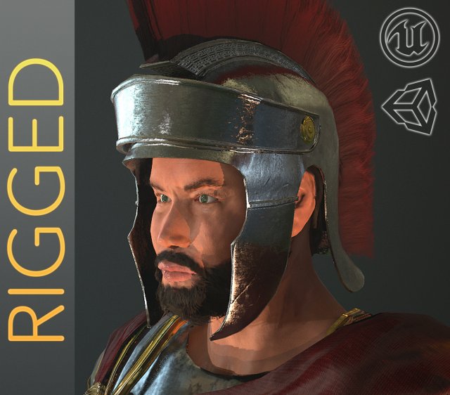 roman soldier with beard rigged Modelo 3D .c4d .max .obj .3ds .fbx .stl .blend 