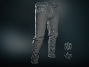 gray jeans pants Modelo 3D