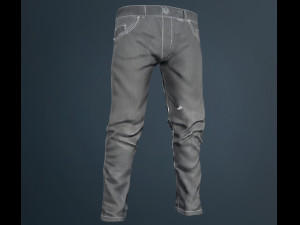 gray jeans pants 3D 模型