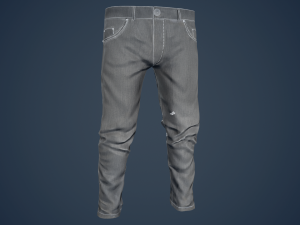 gray jeans pants 3D 模型