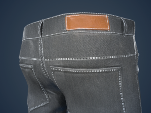 gray jeans pants 3D 模型
