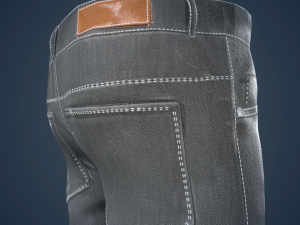 gray jeans pants 3D 模型