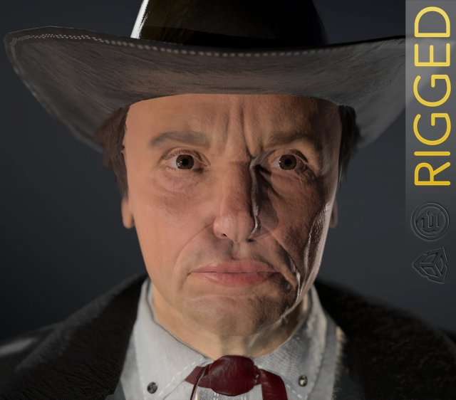 cowboy character 3D-Modell .c4d .max .obj .3ds .fbx .stl .blend 