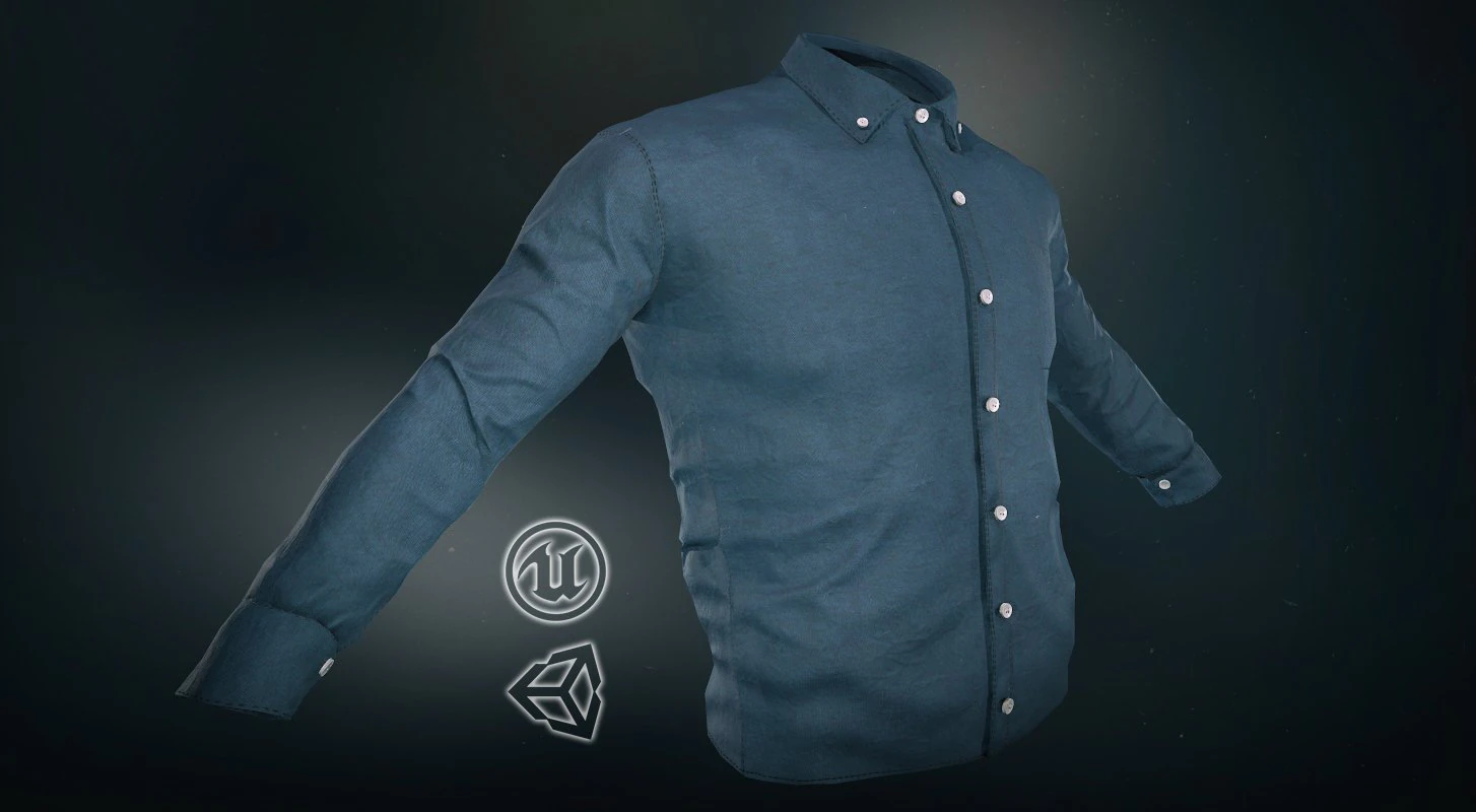 blue shirt 3D Model .c4d .max .obj .3ds .fbx .stl .blend 