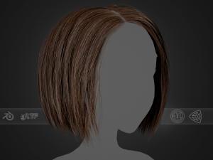 Female Hair Cards Style 2 - Short Hair Bob 3D Model