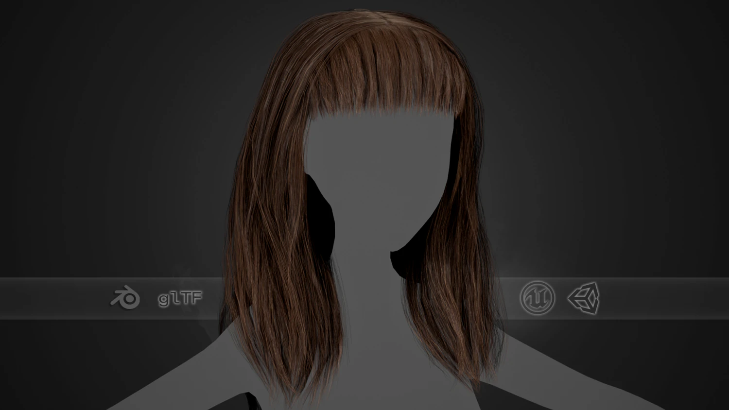 Female Hair Cards Style 3 - Long Hair 1 3D Model .c4d .max .obj .3ds .fbx .stl .blend 