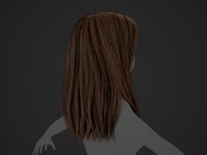 Female Hair Cards Style 3 - Long Hair 1 3D Model