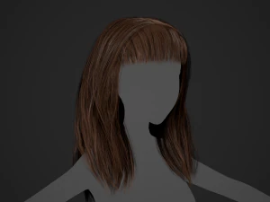 Female Hair Cards Style 3 - Long Hair 1 3D Model