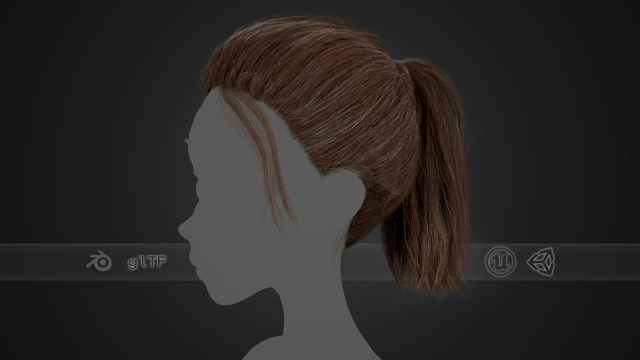 Female Hair Cards Style 4 - Ponytail Model 3D .c4d .max .obj .3ds .fbx .stl .blend 
