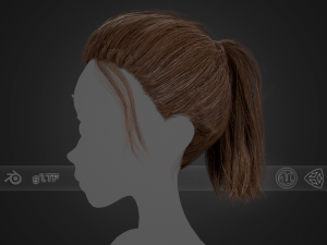 Female Hair Cards Style 4 - Ponytail 3D Model