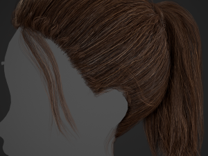 Female Hair Cards Style 4 - Ponytail Model 3D