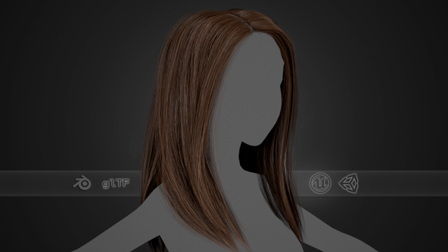long straight hair 3D model