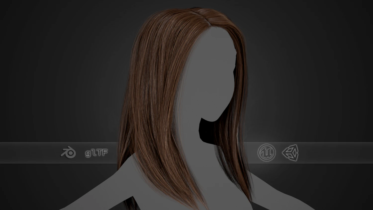 Female Hair Cards Style 5 - Long Hair 2 3D Model .c4d .max .obj .3ds .fbx .stl .blend 