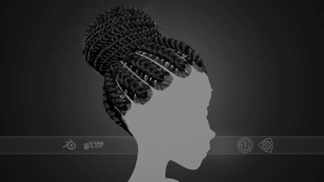 Female Hair Cards Style 6 - Braids Bun 3D 模型 .c4d .max .obj .3ds .fbx .stl .blend 
