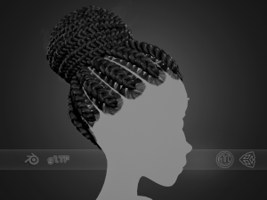 Female Hair Cards Style 6 - Braids Bun 3D Model