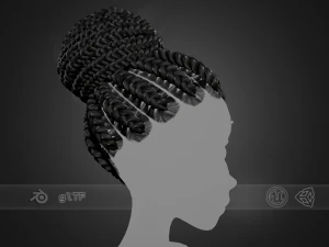 Kaarten voor vrouwelijk haar Stijl 6 - Vlechtenbroodje 3D Model