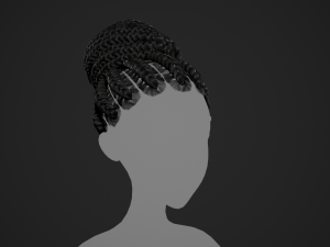Female Hair Cards Style 6 - Braids Bun 3D 模型