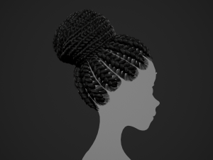 Female Hair Cards Style 6 - Braids Bun 3D 模型