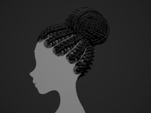 Female Hair Cards Style 6 - Braids Bun 3D 模型